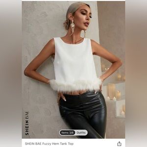 NWT SHEIN BAE fuzzy hem white top